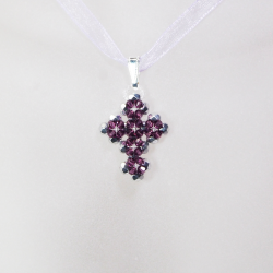 Pendant 40cm - Theonie-Violet Organza - Pendant 40cm - Laiton argenté